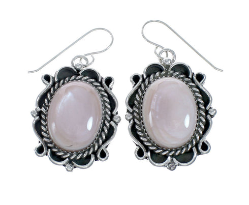 Native American Sterling Silver Pink Mother Of Pearl Navajo Link Necklace Set XS10011